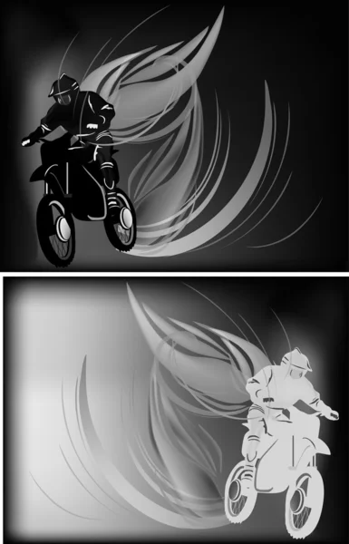 Hommes gris sur moto en flamme — Image vectorielle