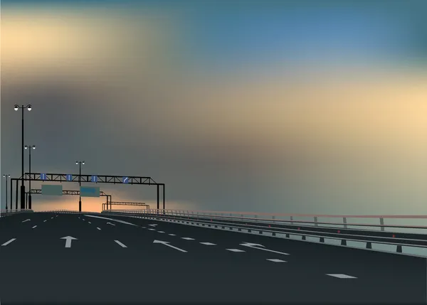 Autostrada libera sotto il cielo buio — Vettoriale Stock