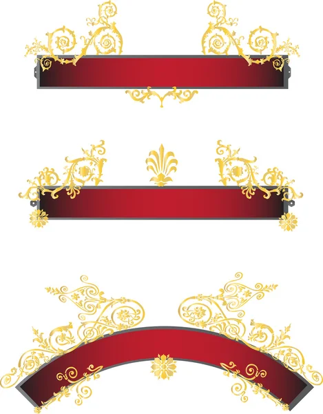 Красные ленты с золотыми кудрями — стоковый вектор