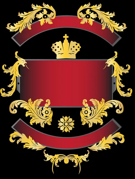 金の王冠と赤いリボン — ストックベクタ