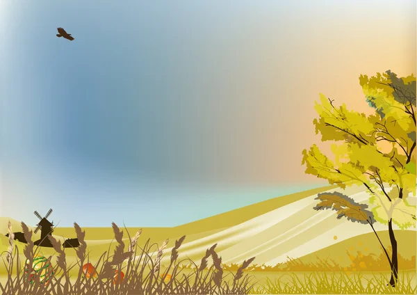 Herbst Landschaft Illustration — Stockvektor