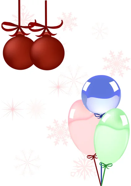 Zwei Neujahrsbaumschmuck und Luftballons — Stockvektor
