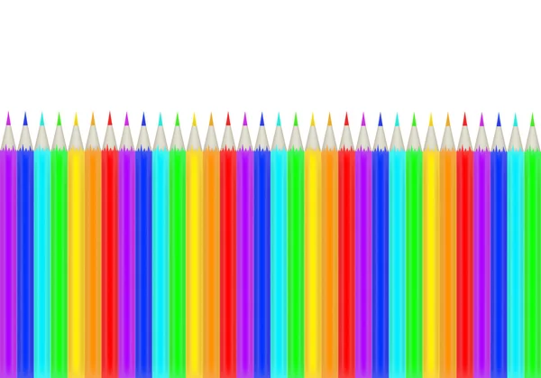 Gökkuşağı renkli kalemler üzerinde beyaz izole — Stok Vektör