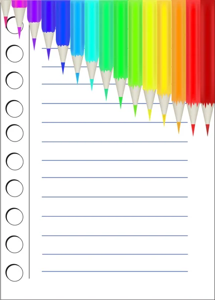 Zápisník a rainbow tužky — Stockový vektor