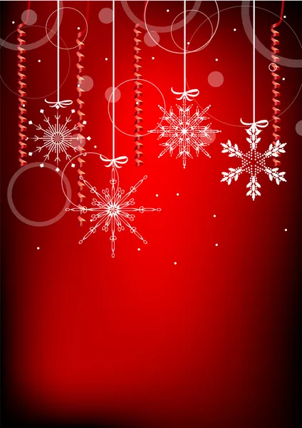 Witte sneeuwvlokken en rode confetti — Stockvector