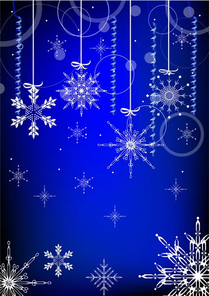 Blu scuro fiocchi di neve sfondo — Vettoriale Stock