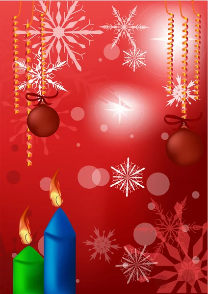 Kerstmis illustratie met groene en blauwe kaarsen — Stockvector