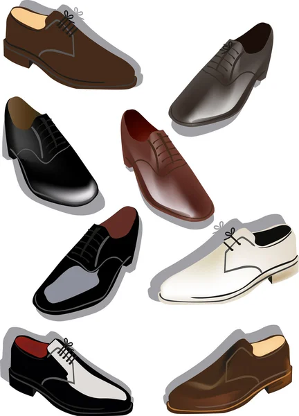 Conjunto de zapatos de hombre de color aislados en blanco — Archivo Imágenes Vectoriales