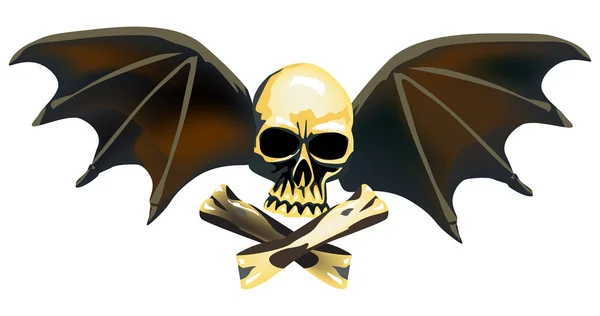 Skull with wings isolated on white — Stock Vector