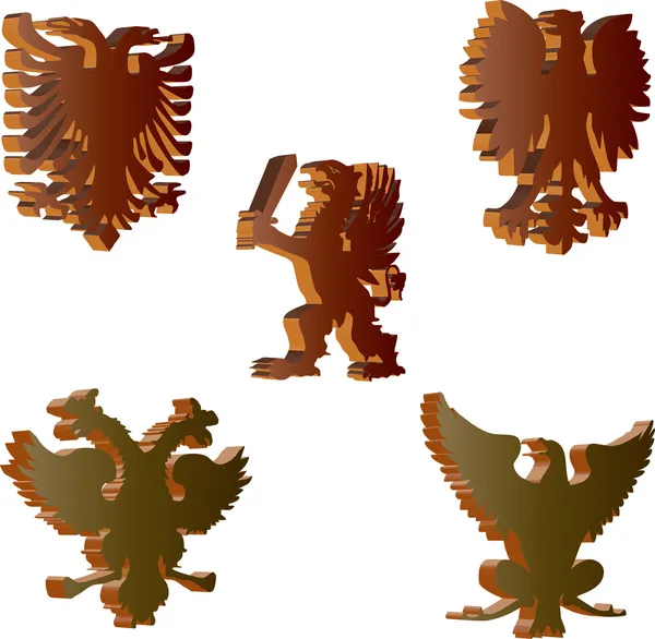Fem brun heraldiska djur — Stock vektor