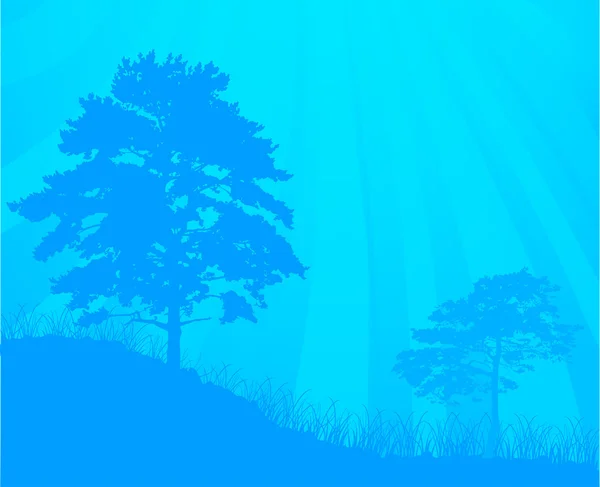 Blue forest landscape — Stock Vector