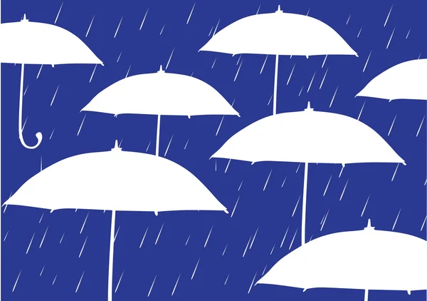 Umbrella and drops blue background — Stock Vector