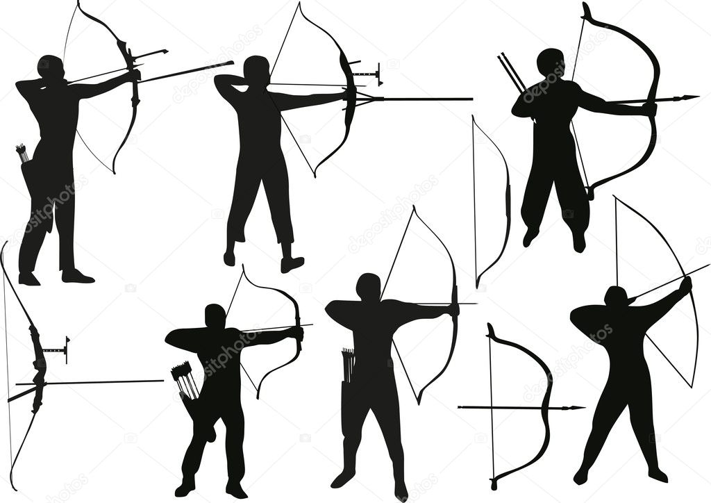 set of archers isolated on white
