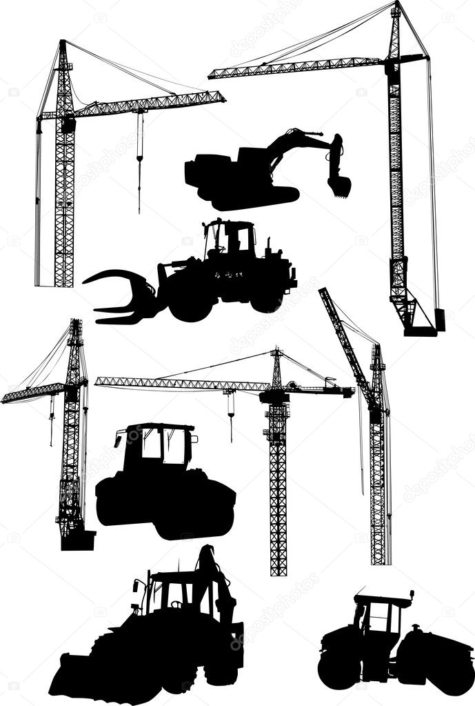 large set of building machines