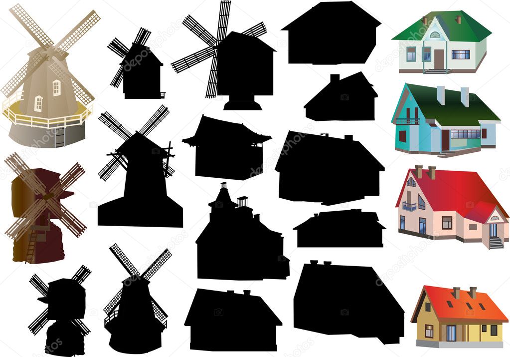 set of isolated coutry buildings