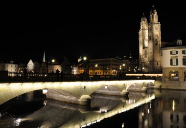 Zurich at night clipart