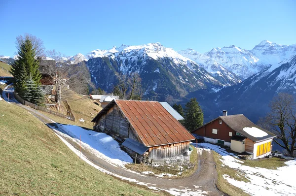 Braunwald, известный швейцарский горнолыжный курорт — стоковое фото