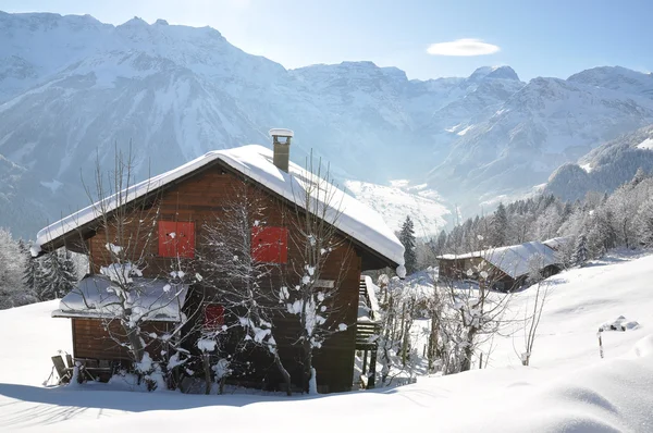 Braunwald, resor ski terkenal di Swiss — Stok Foto