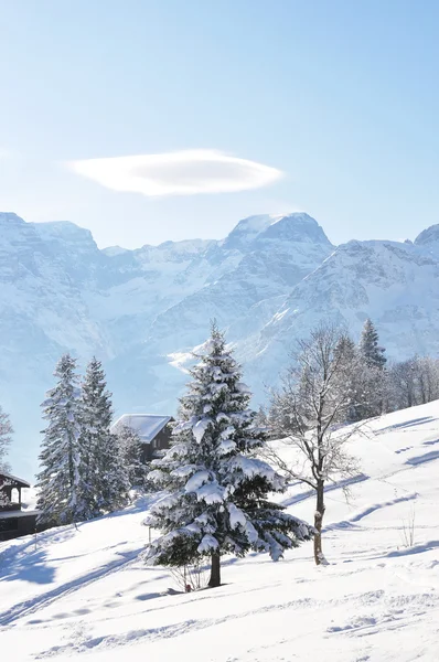 Braunwald, известный швейцарский горнолыжный курорт — стоковое фото