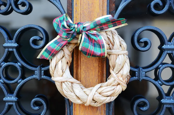 Christmas wreath on the door — Stock Photo, Image