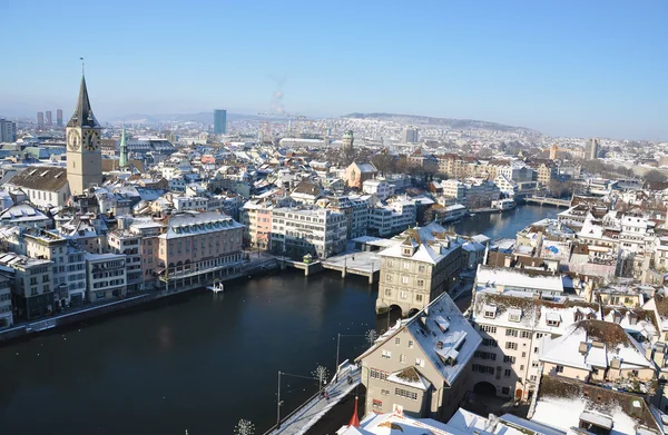 Zimowy widok z Zurychu — Zdjęcie stockowe