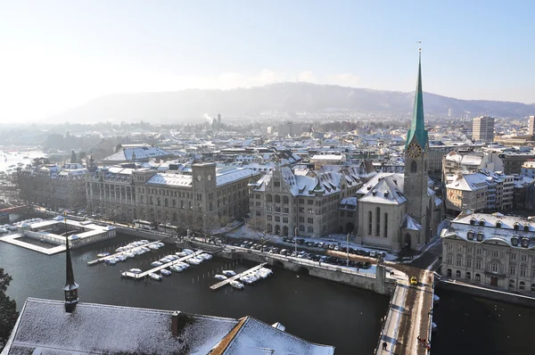 Widok zima zurich, Szwajcaria — Zdjęcie stockowe