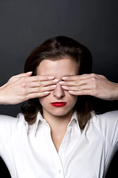 Vrouw kan niet gezichtsvermogen — Stockfoto