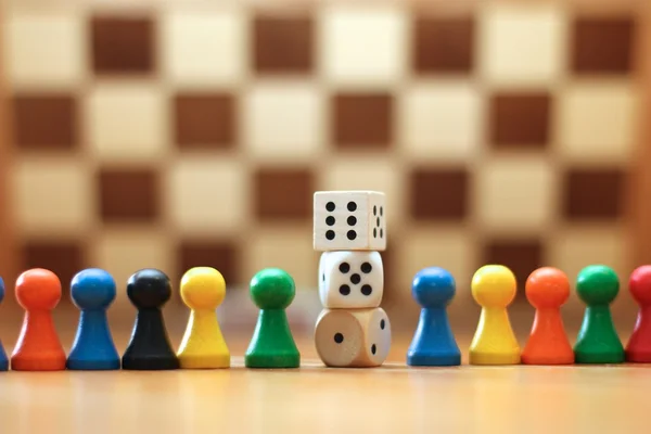 Board Game Pieces and Dices — Stock Photo, Image