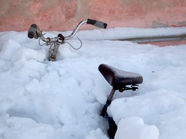 Bike in Snow clipart