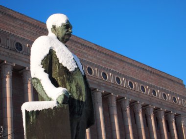 Parliament of Finland with Statue clipart