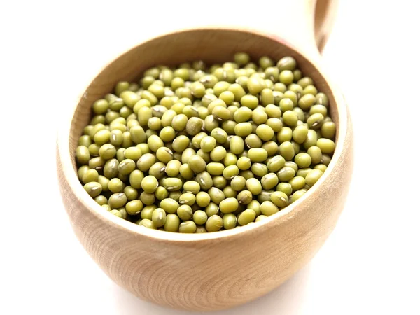 Green mung beans in bowl — Stock Photo, Image