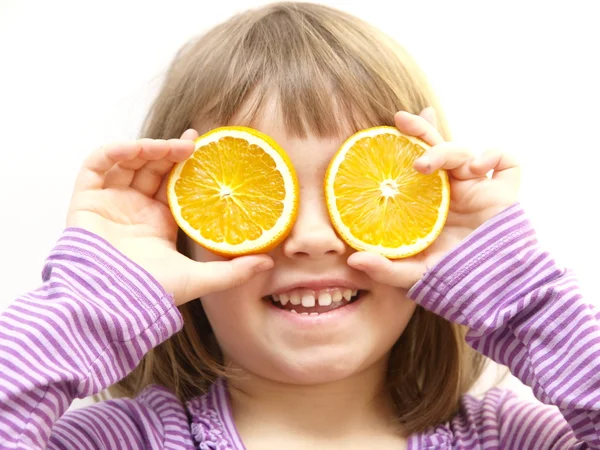 stock image Girl with orange slices