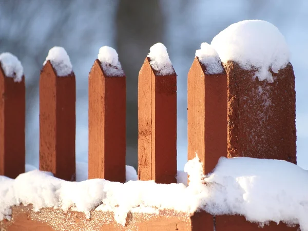 Wooden fence on white background — Stock Photo, Image