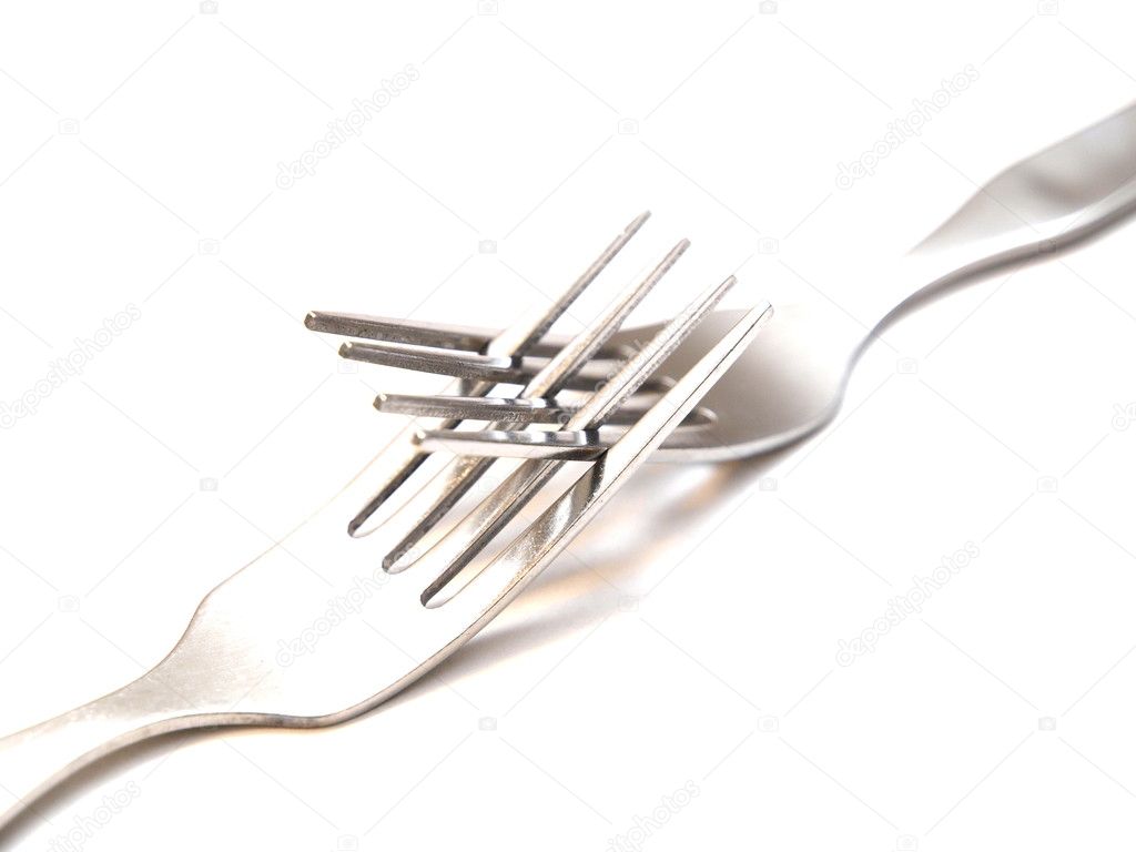 Forks isolated on white background
