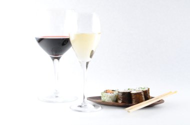 Sushi and wine clipart