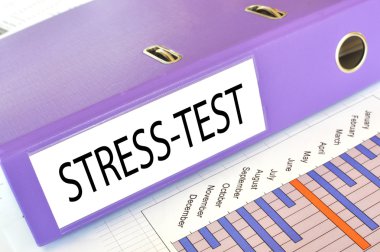 STRESS-TEST folder on a market report clipart