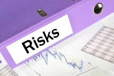 RISKS folder on a market report clipart