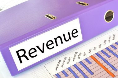 REVENUE folder on a market report clipart