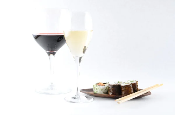 stock image Sushi and wine