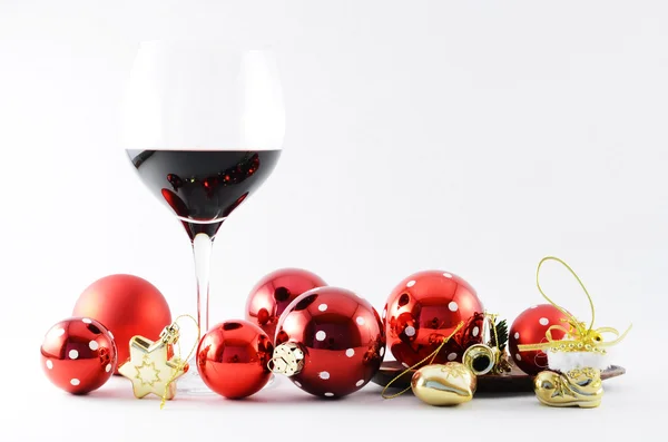 stock image Wineglass and Christmas decoration