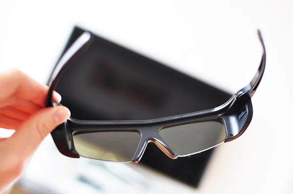 stock image 3D glasses against TV-set