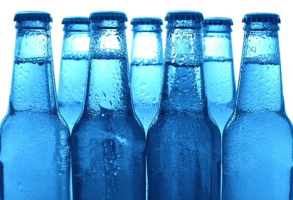 Fila de garrafas de cerveja — Fotografia de Stock