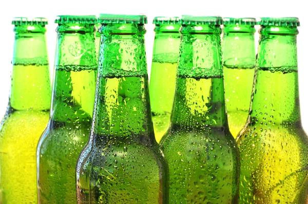 Reihe von Bierflaschen — Stockfoto
