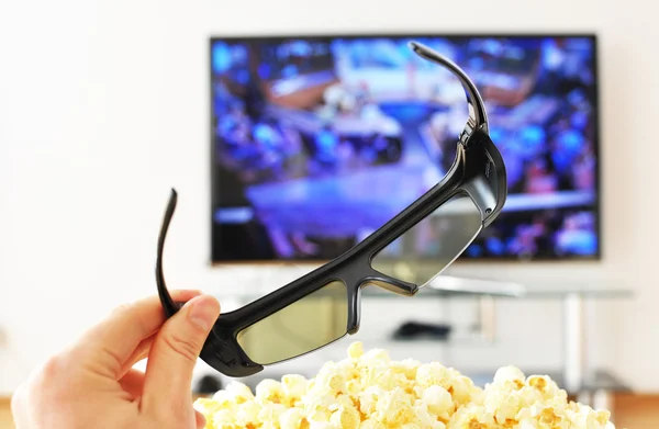 3D glasses against TV-set — Stock Photo, Image