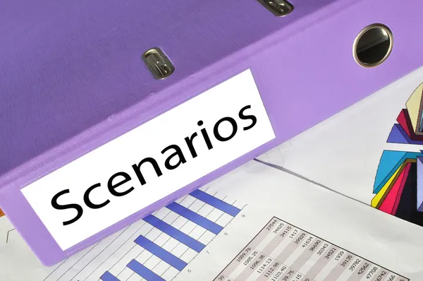 Scenarios folder on a market report — Stock Photo, Image