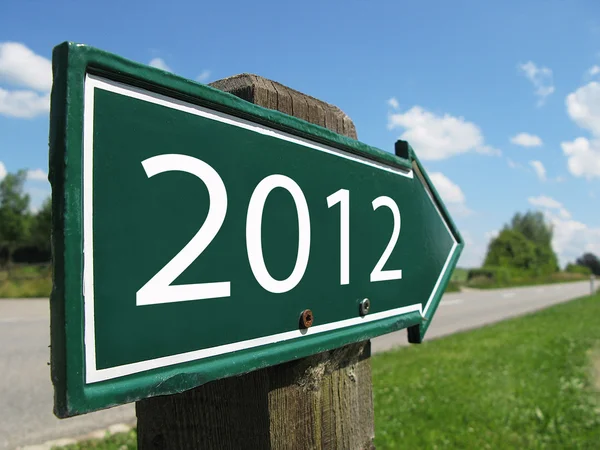 2012 signpost along a rural road — Stock Photo, Image