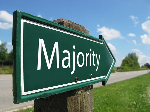 Majority signpost along a rural road — Stock Photo, Image