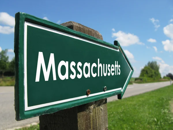 Massachusetts signpost along a rural road — Stock Photo, Image