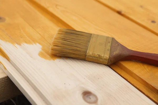 stock image Staining wood surfaces. before and after