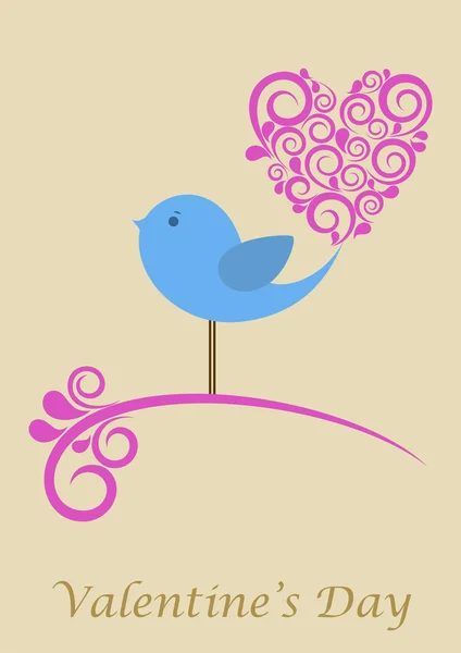 Carte de Saint-Valentin avec oiseau — Image vectorielle